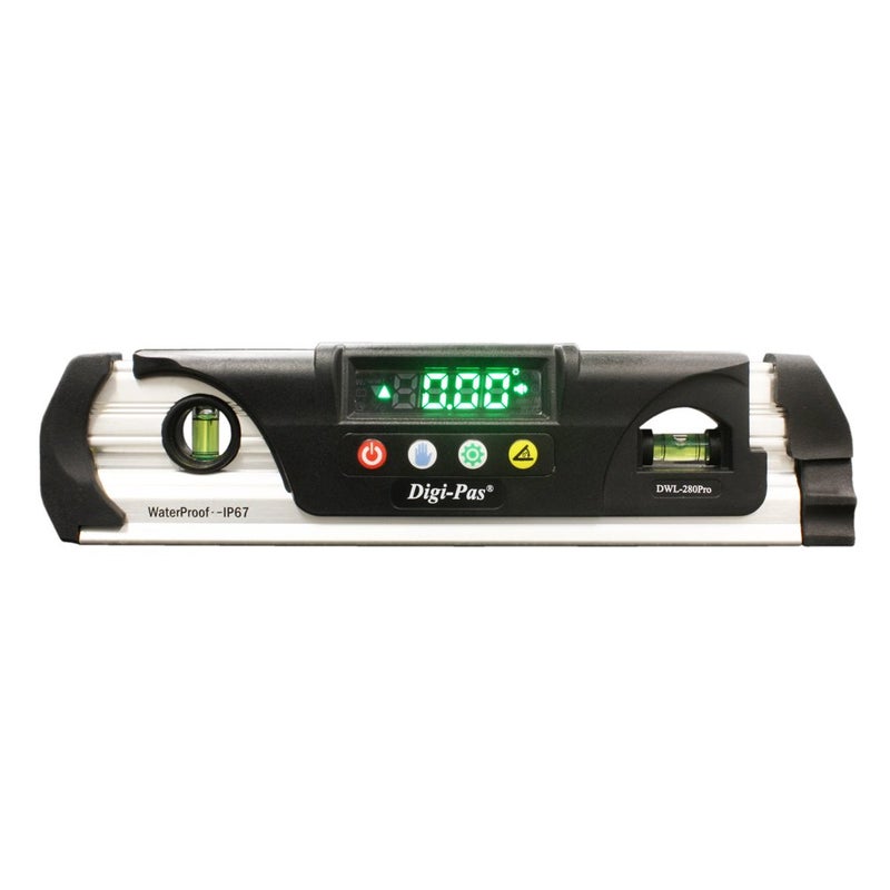 Digi-Pas DWL280PRO Waterproof IP67 Digital Torpedo Level and Protractor, Magnet, LED Bright Display, 9 inch,Black/Silver - Image 1